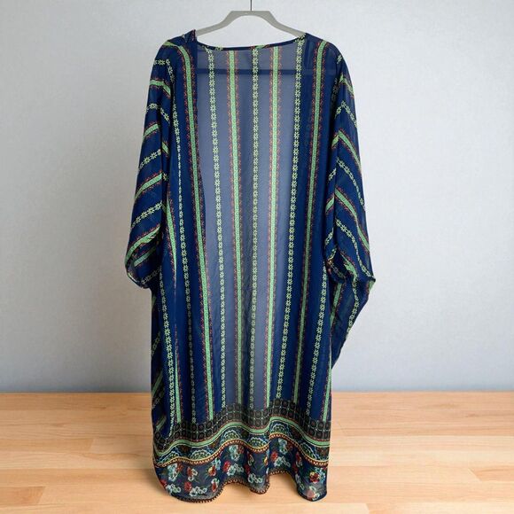 Live 4 Truth Kimono Cover Up 3X Boho Sheer High Low Layering Piece Autumn Chic - Picture 3 of 10